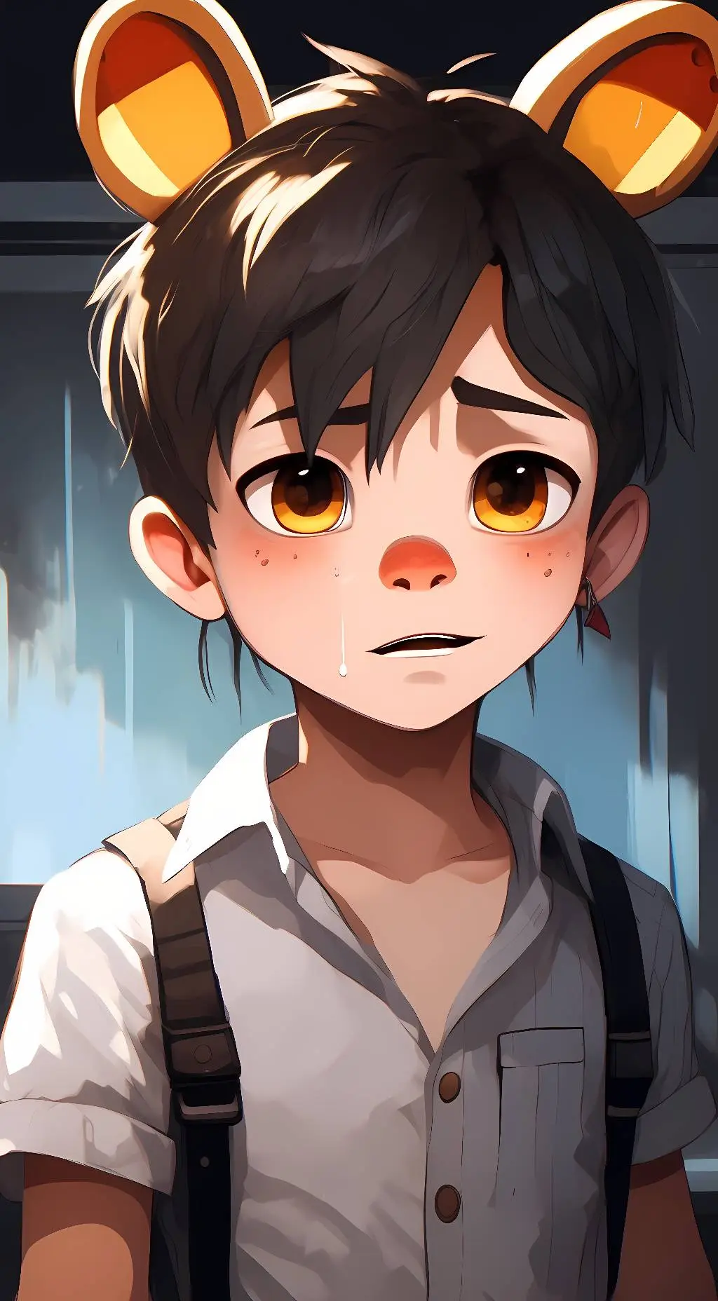 ai character: crying child background