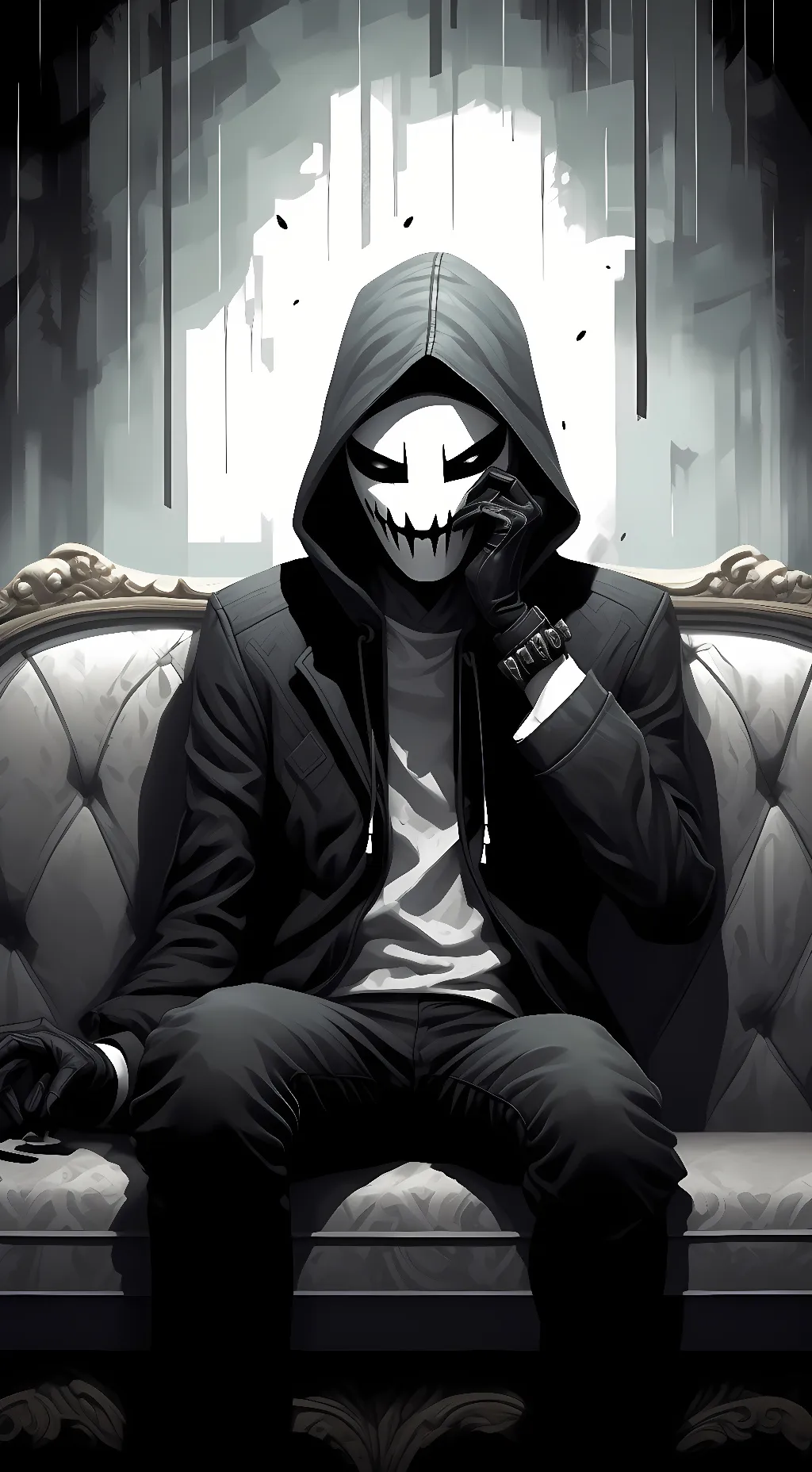 ai character: Ghostface  background