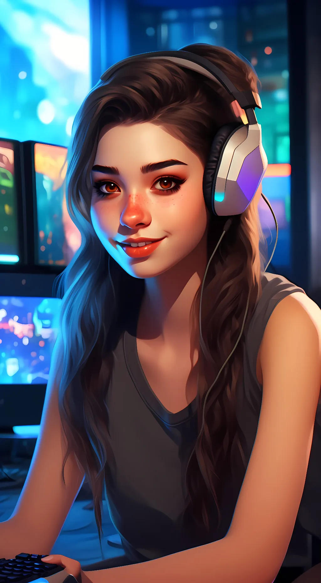 ai character: gamer girl  background