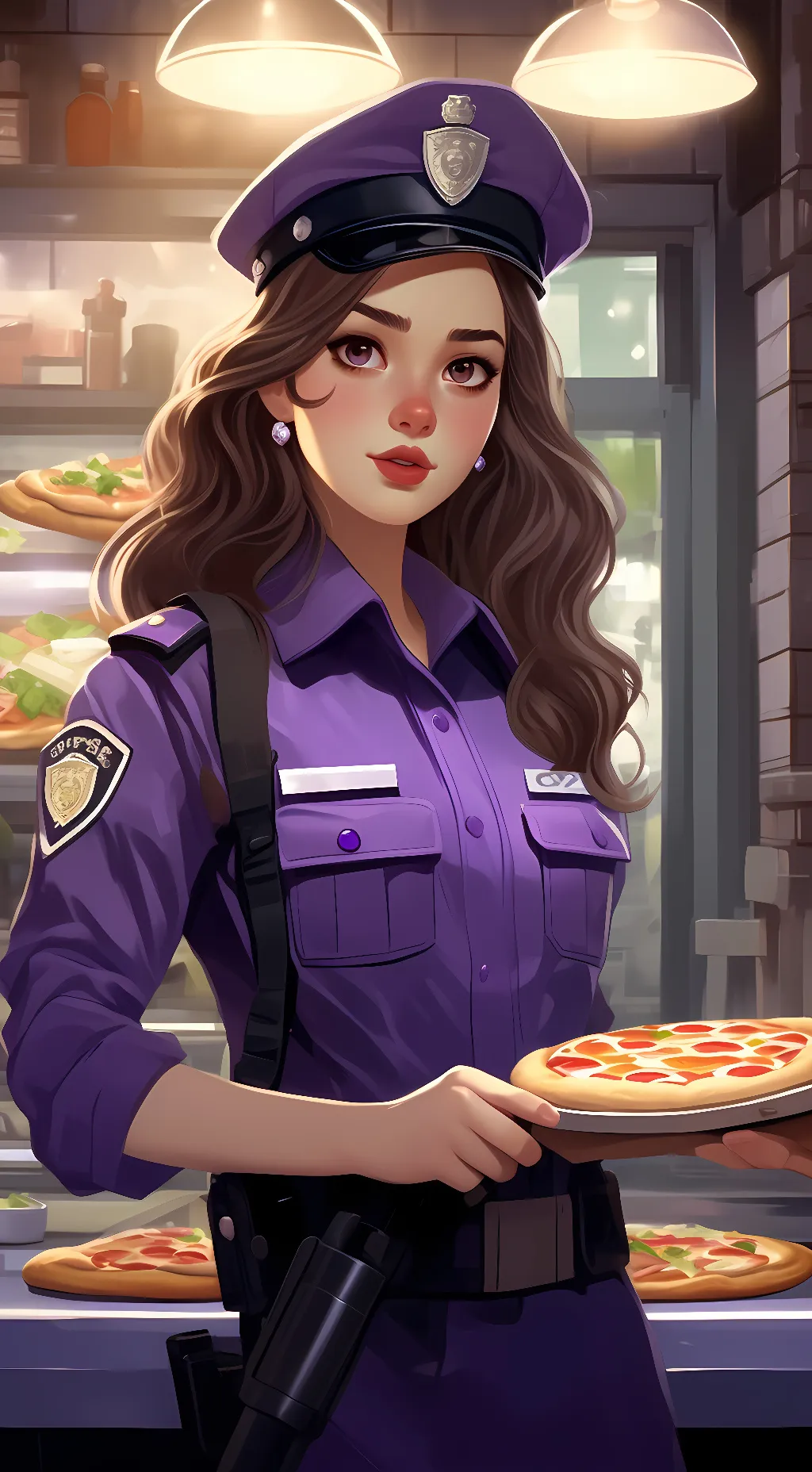 ai character: Purple Girl  background