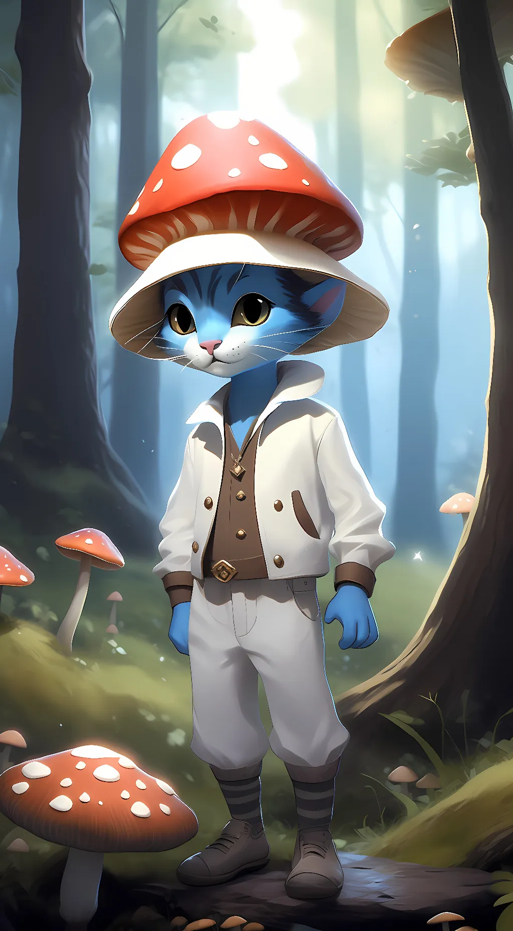 ai character: SMURF CAT background