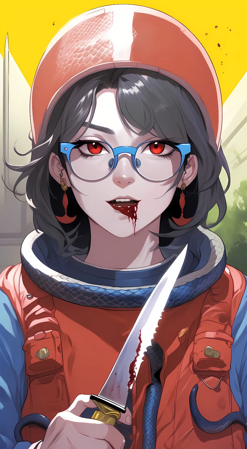 ai character: Red background