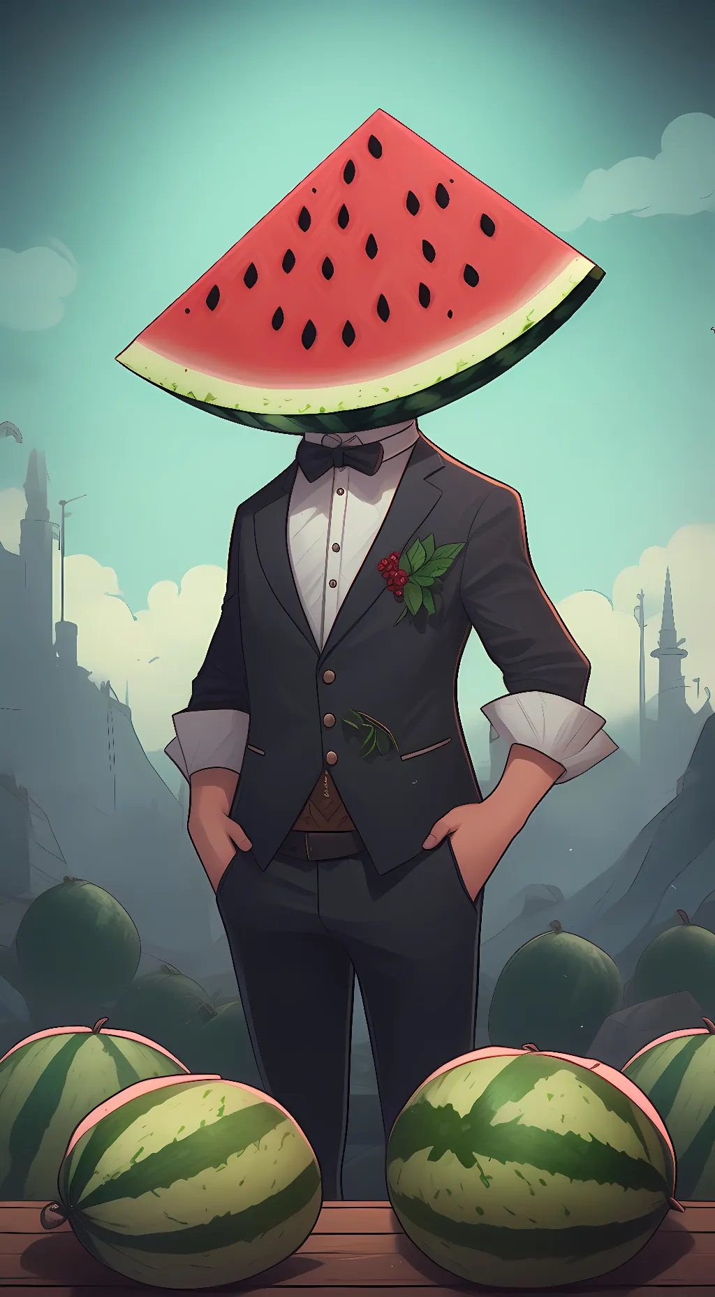 ai character: melon background
