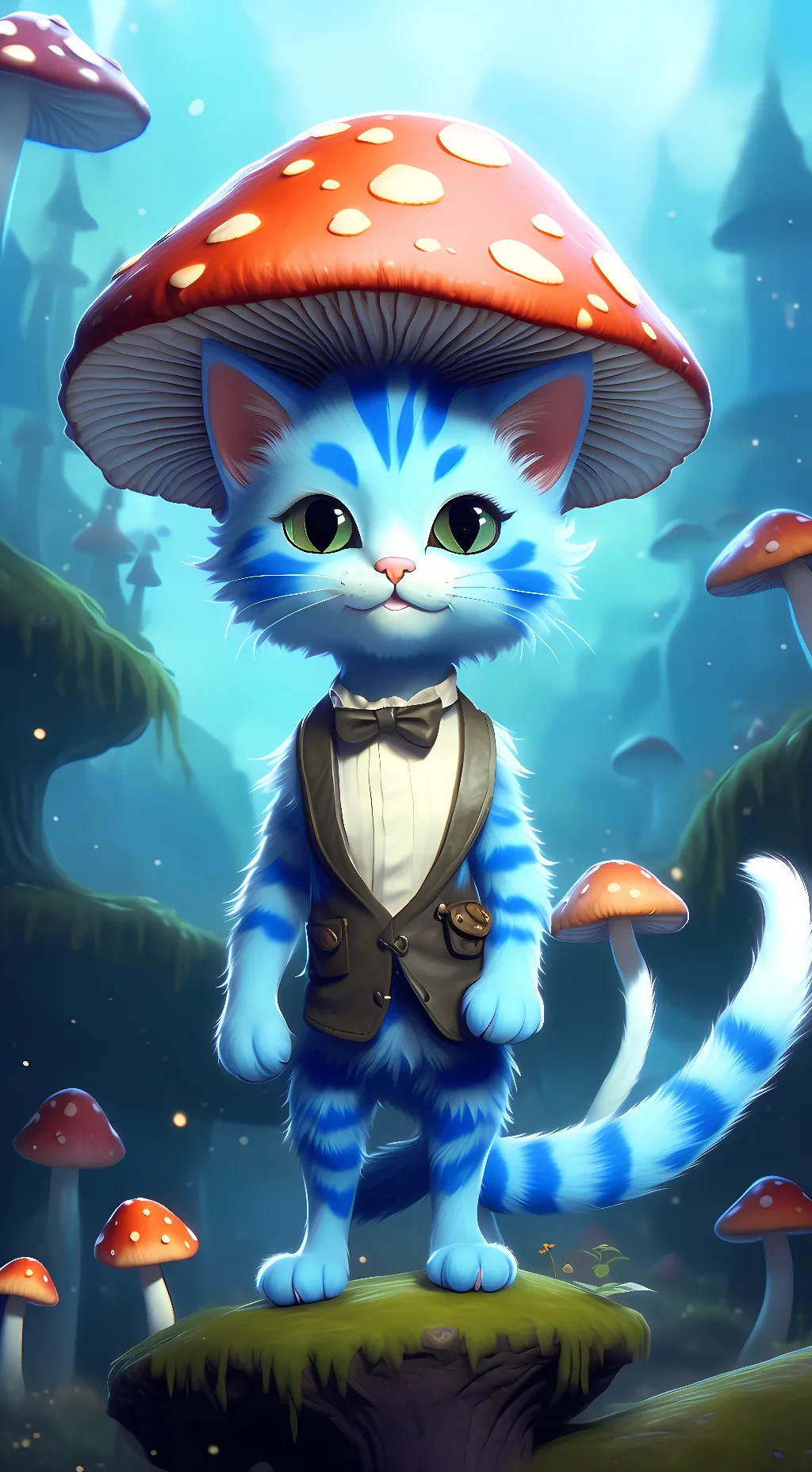 ai character: smurf cat. background