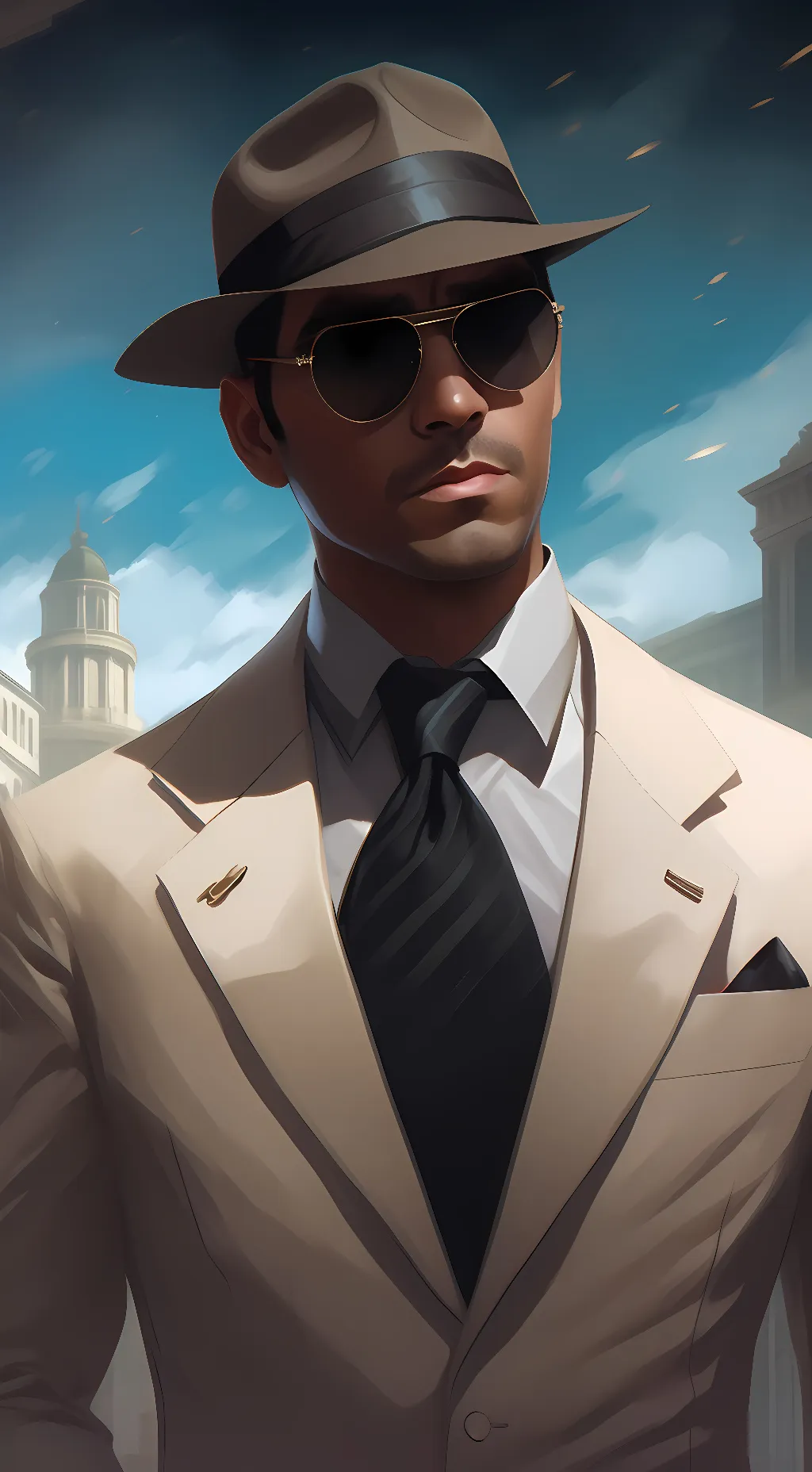 ai character: spy men  background