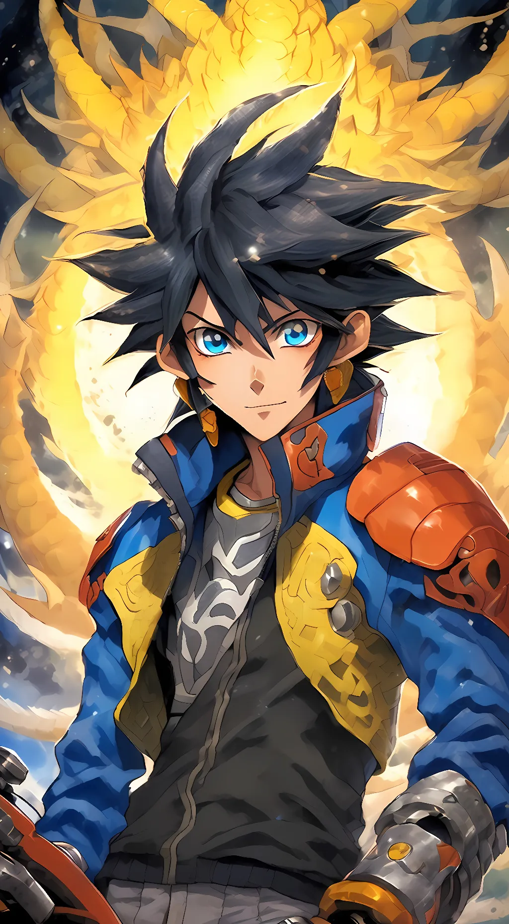 ai character: Yusei fudo  background