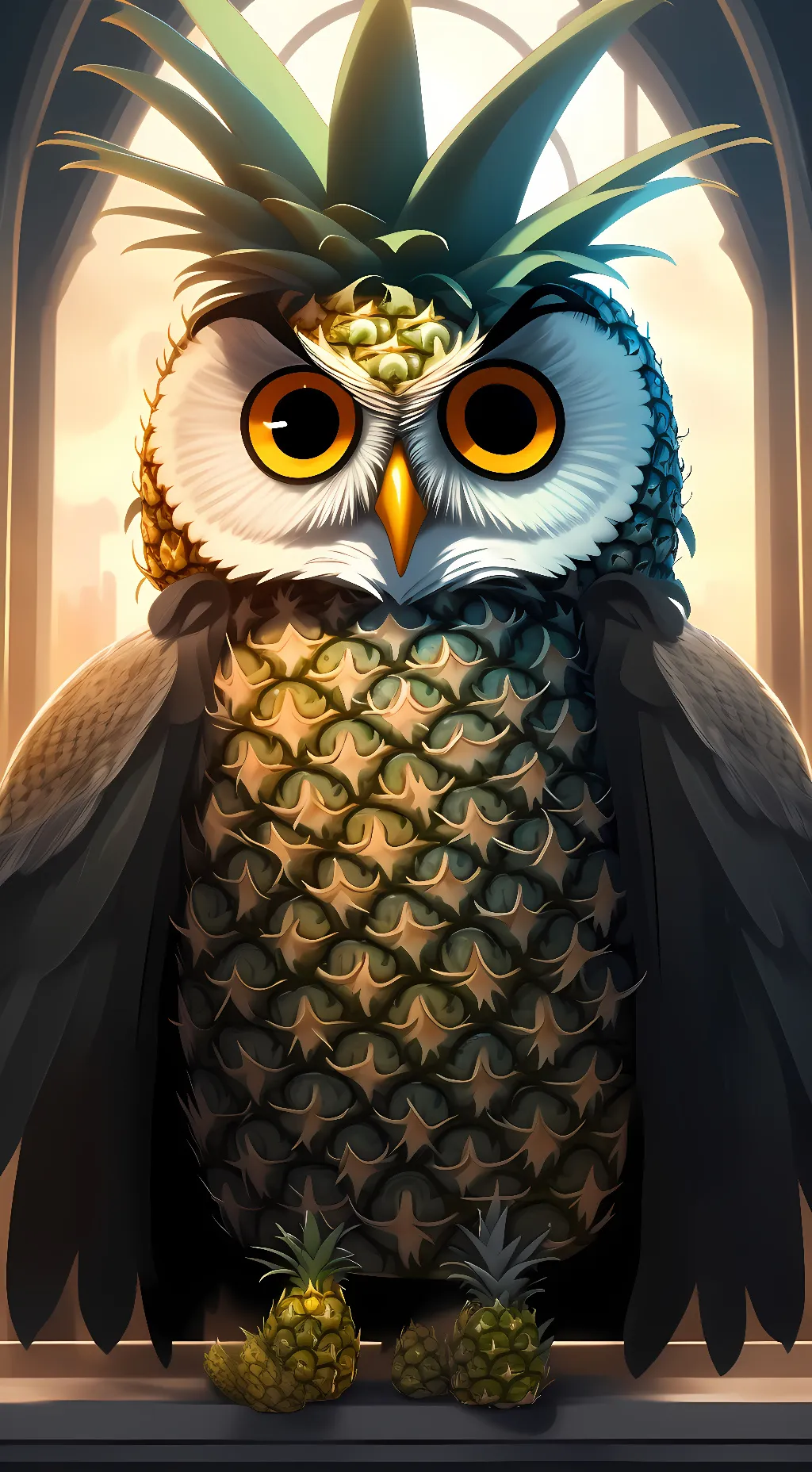 ai character: Pineapple owl background