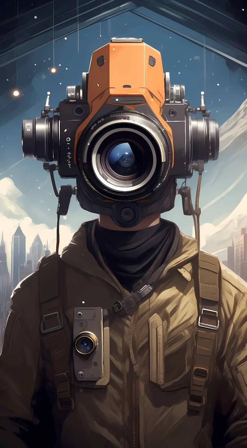 ai character: titan cameraman  background