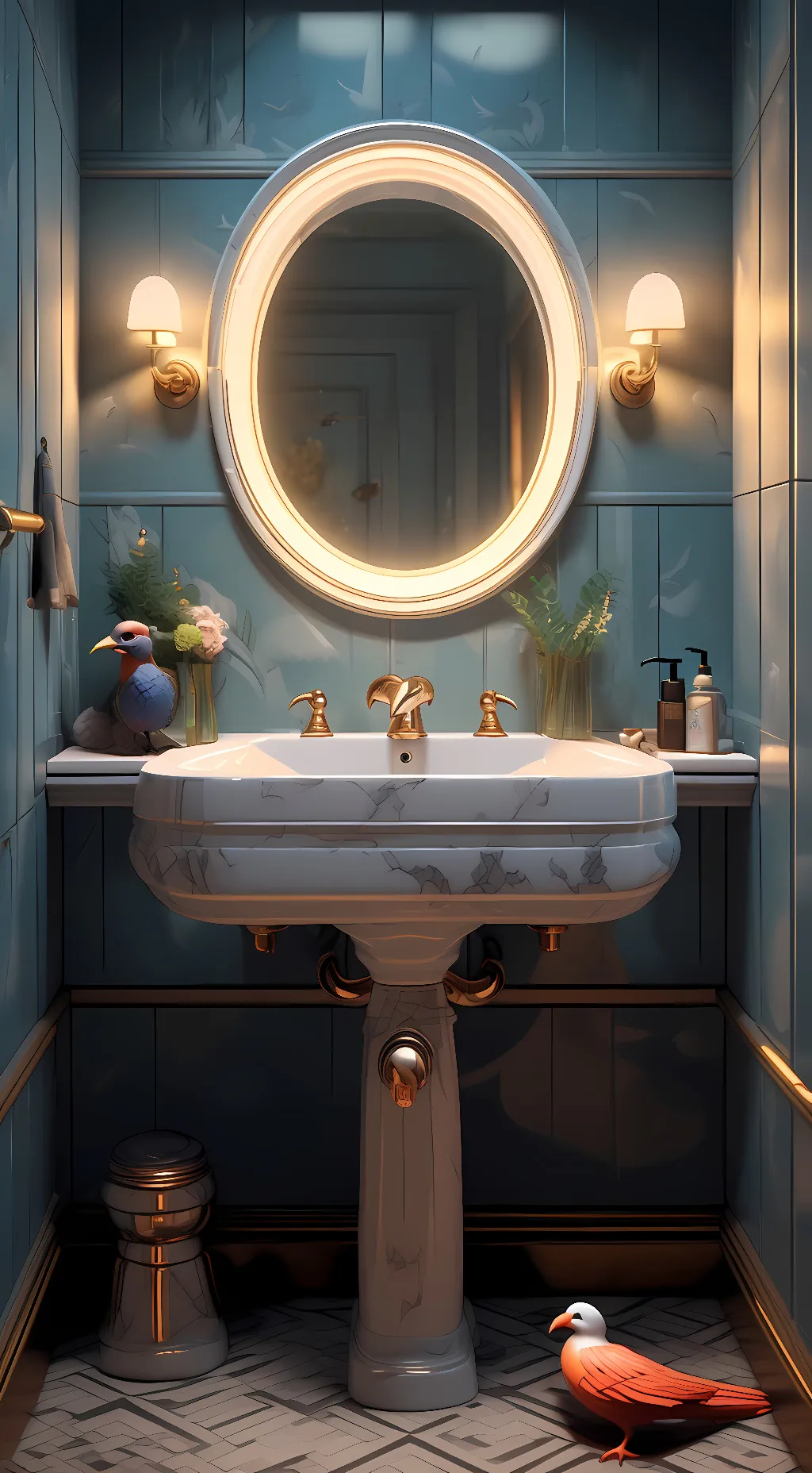 ai character: Bathroom background