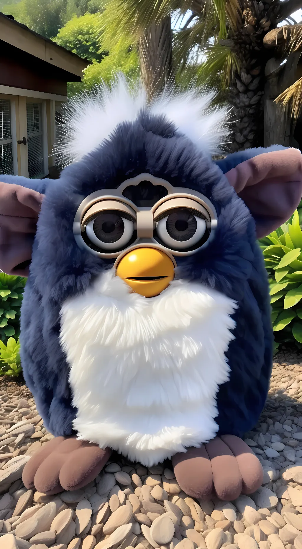 ai character: furby island!! background