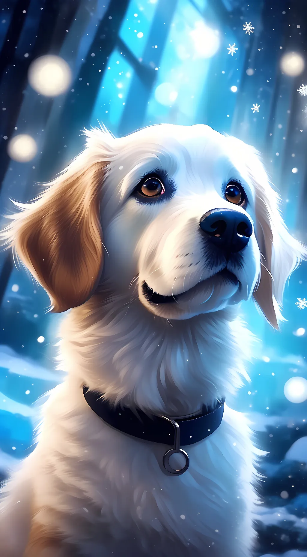 ai character: snowflake background