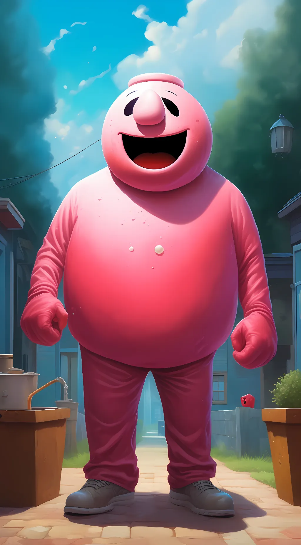 ai character: Kool-Aid Man!! background
