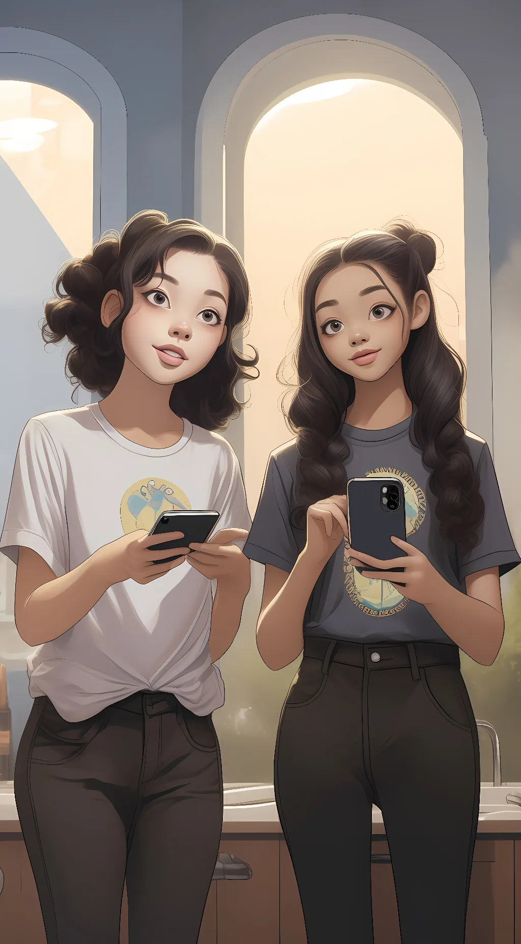 ai character: Rea and catxie  background