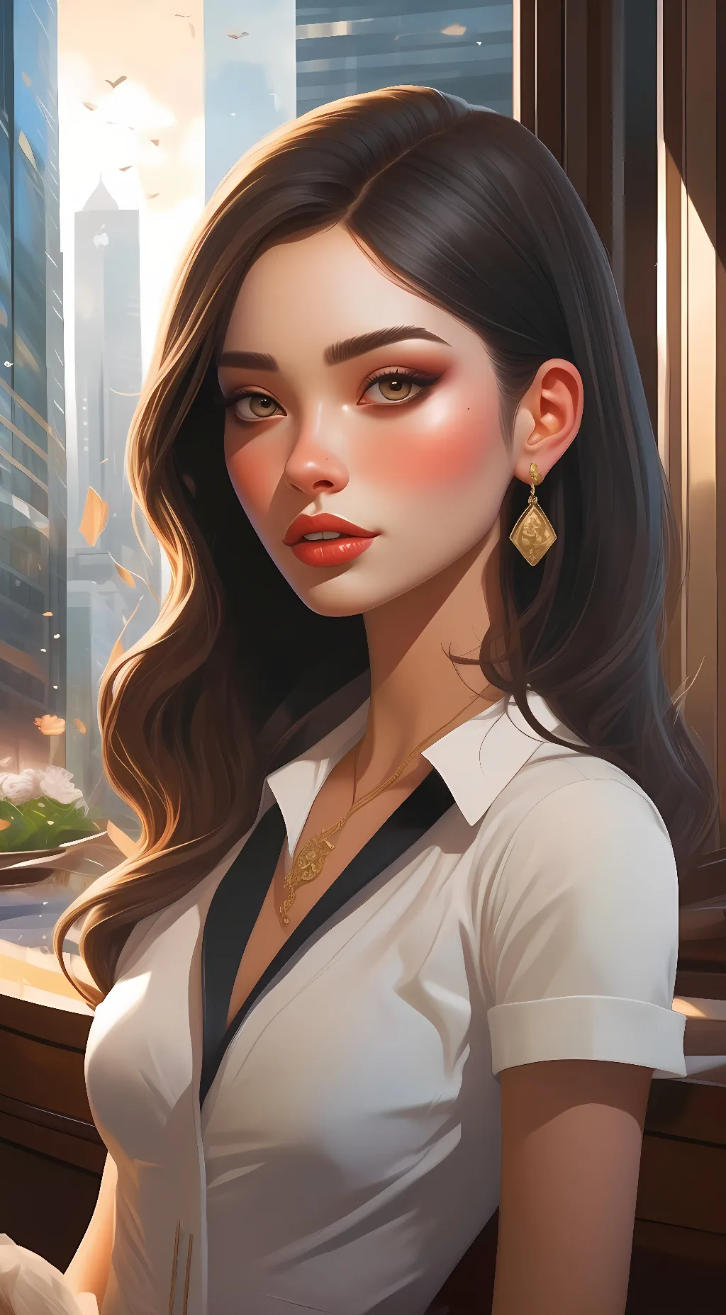 ai character: tv woman  background