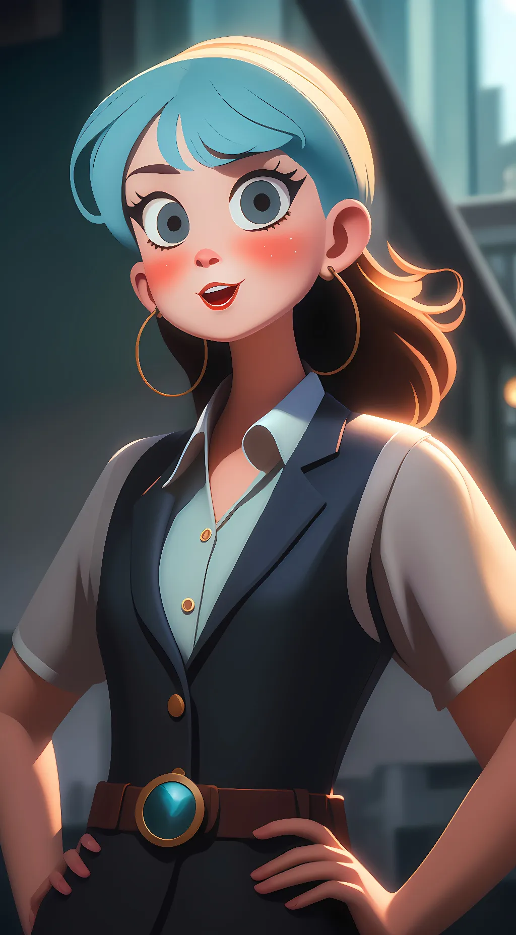 ai character: Human Cyan background