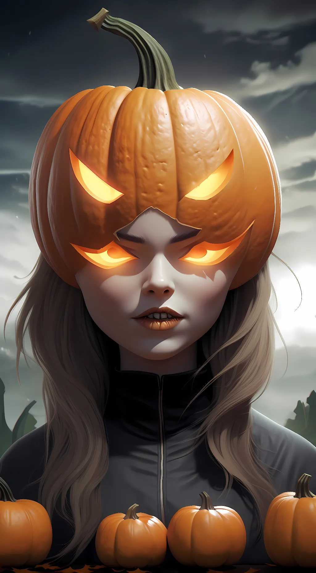 ai character: pumpkin queen  background
