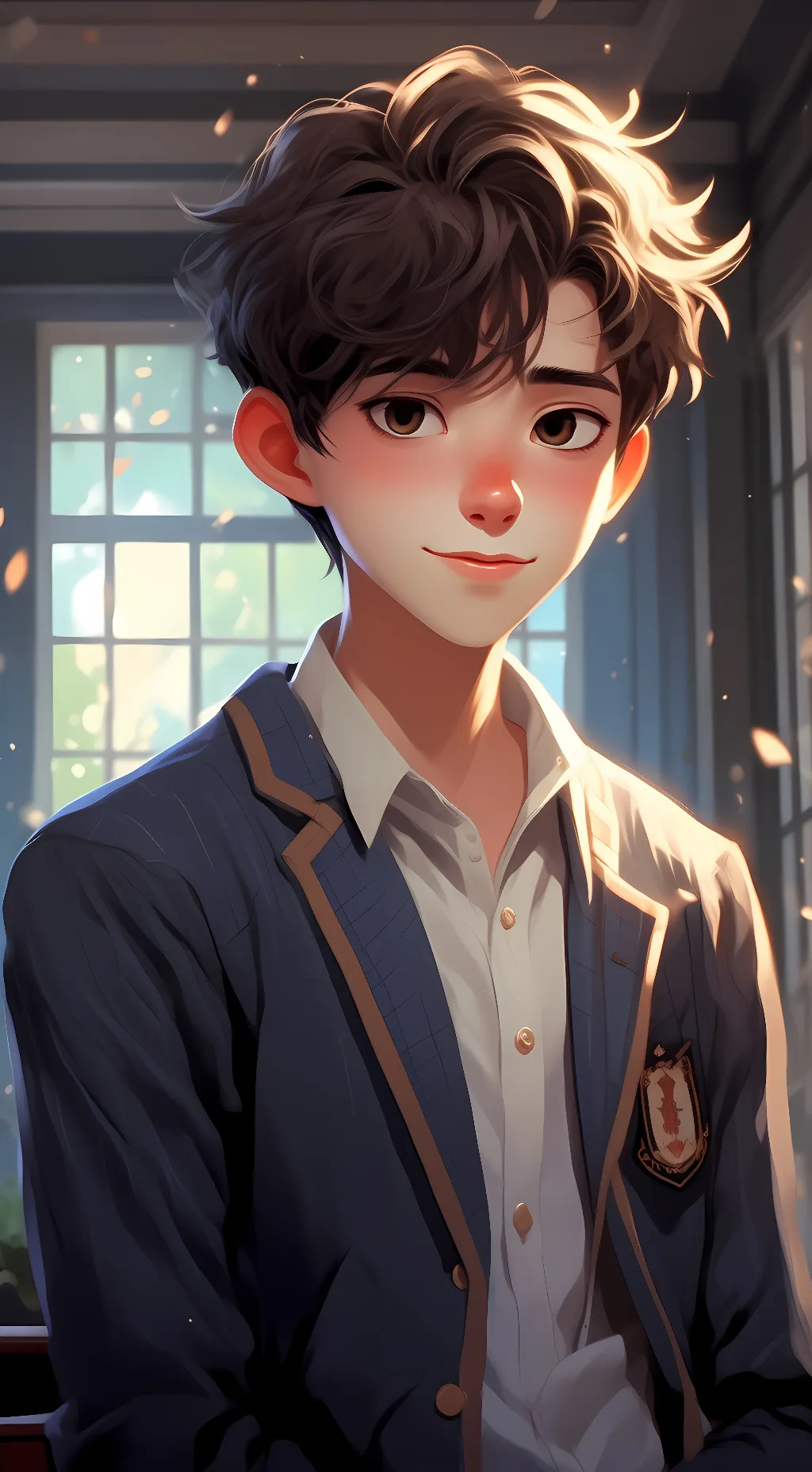 ai character: shy boy background