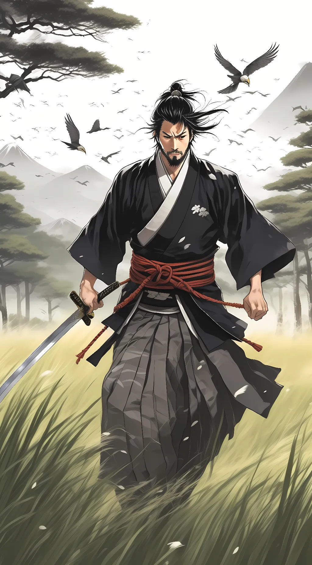 ai character: Miyamoto Musashi background