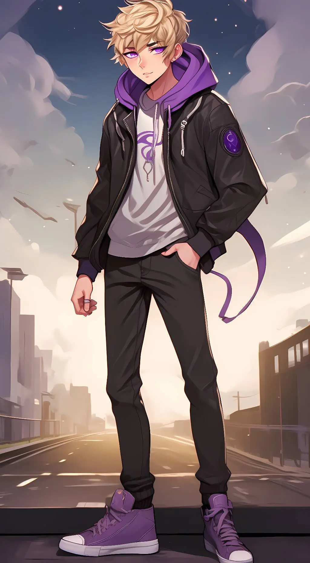 ai character: Purpled  background