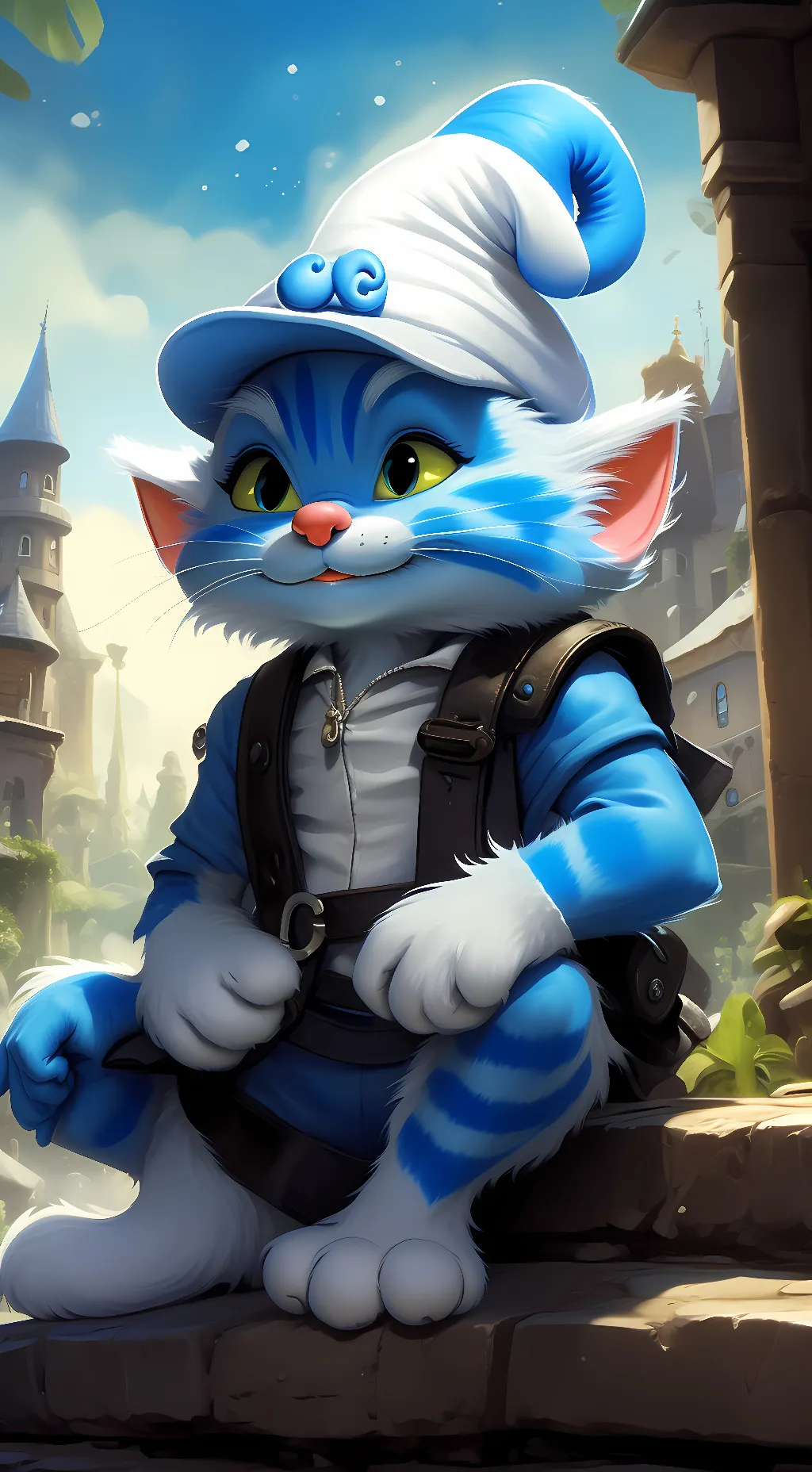 ai character: Smurf cat background
