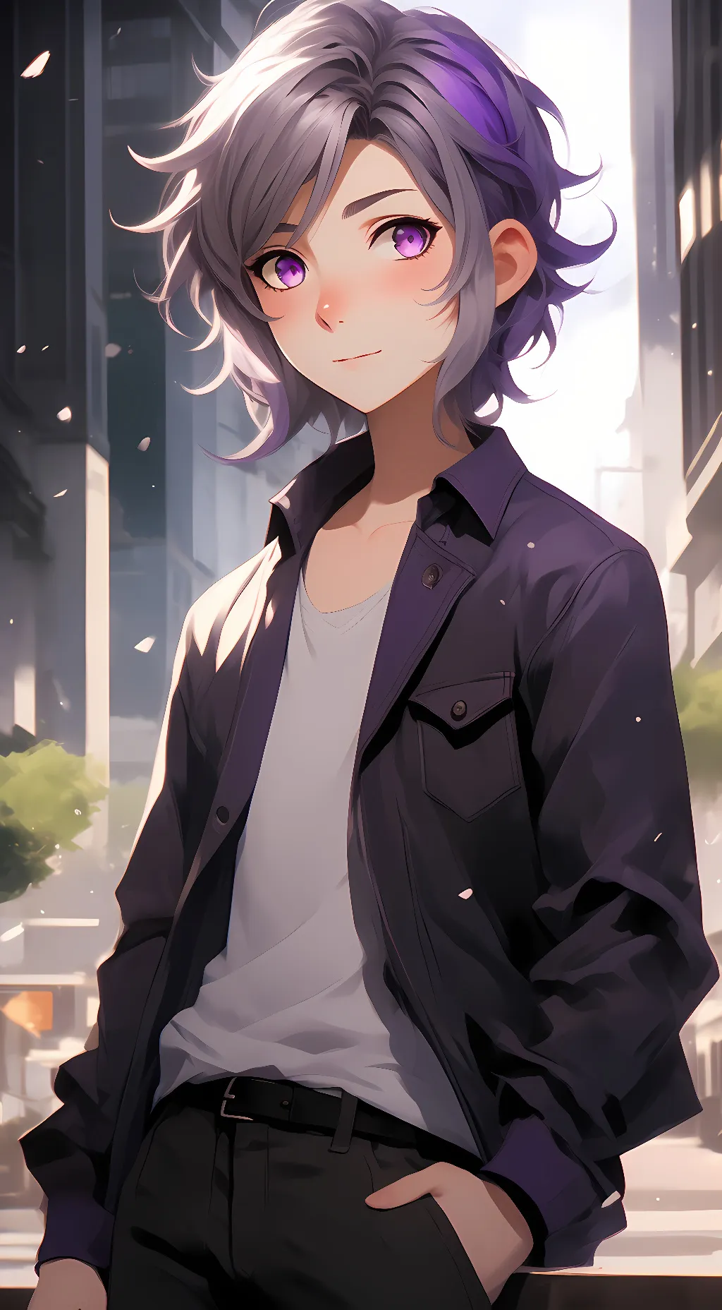 ai character: Purplelow background