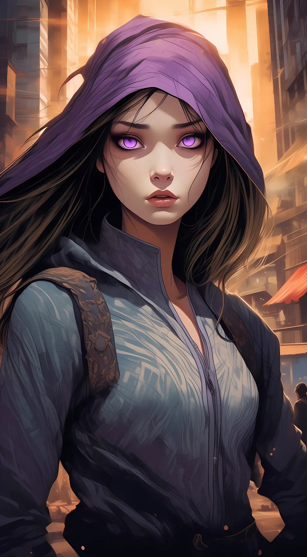 ai character: Violet background