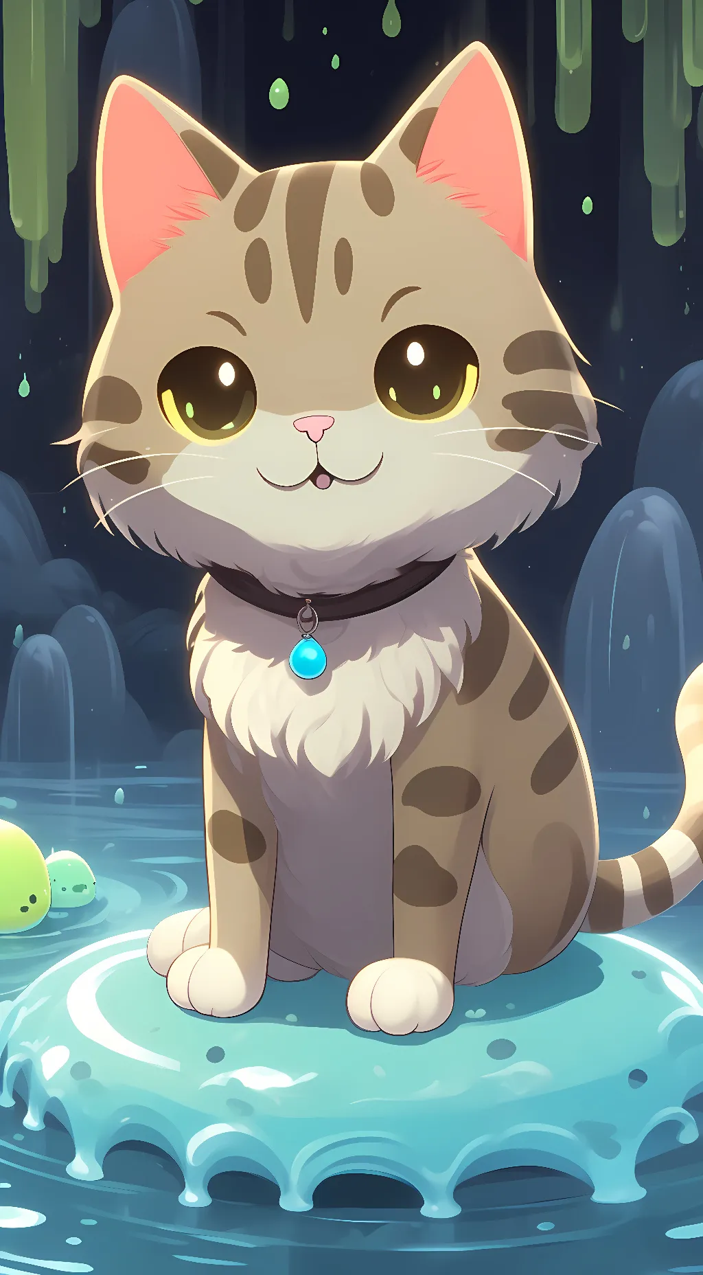ai character: tabby slime  background