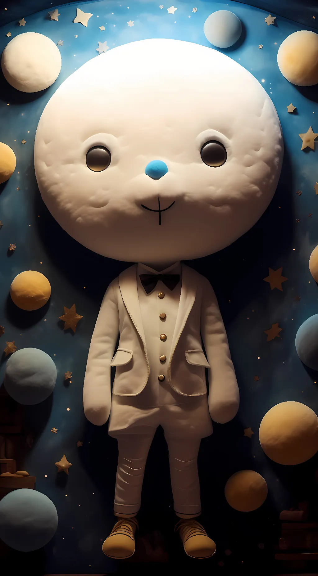 ai character: Moon plushie background