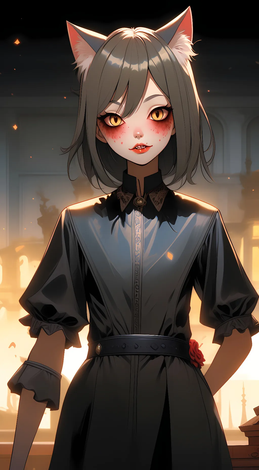 ai character: Zombie cat girl  background