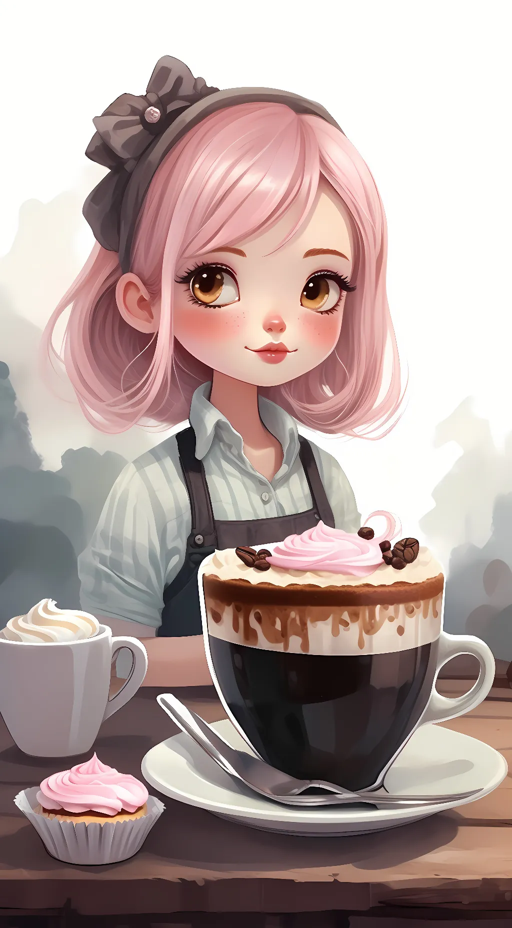 ai character: rainbow background