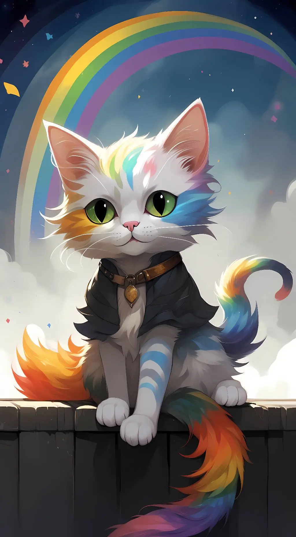 ai character: rainbow cat mixie background