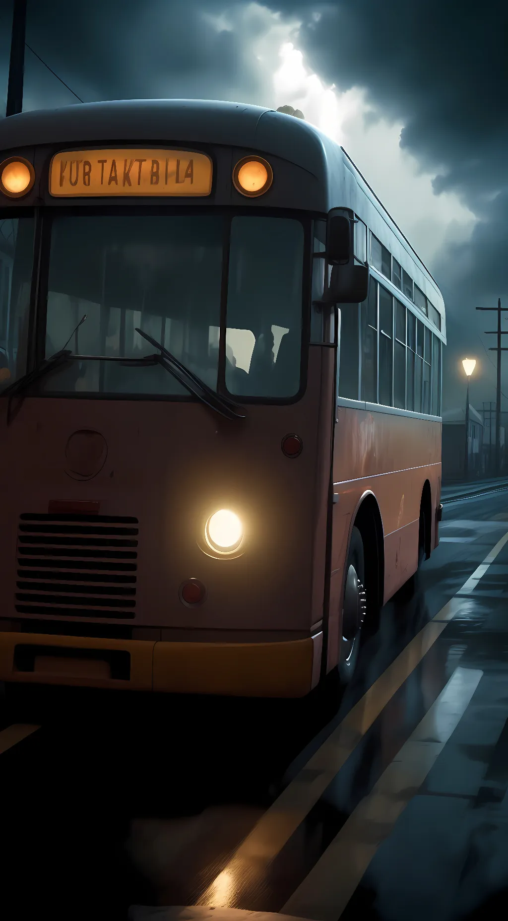 ai character: SchoolBus Graveyar background
