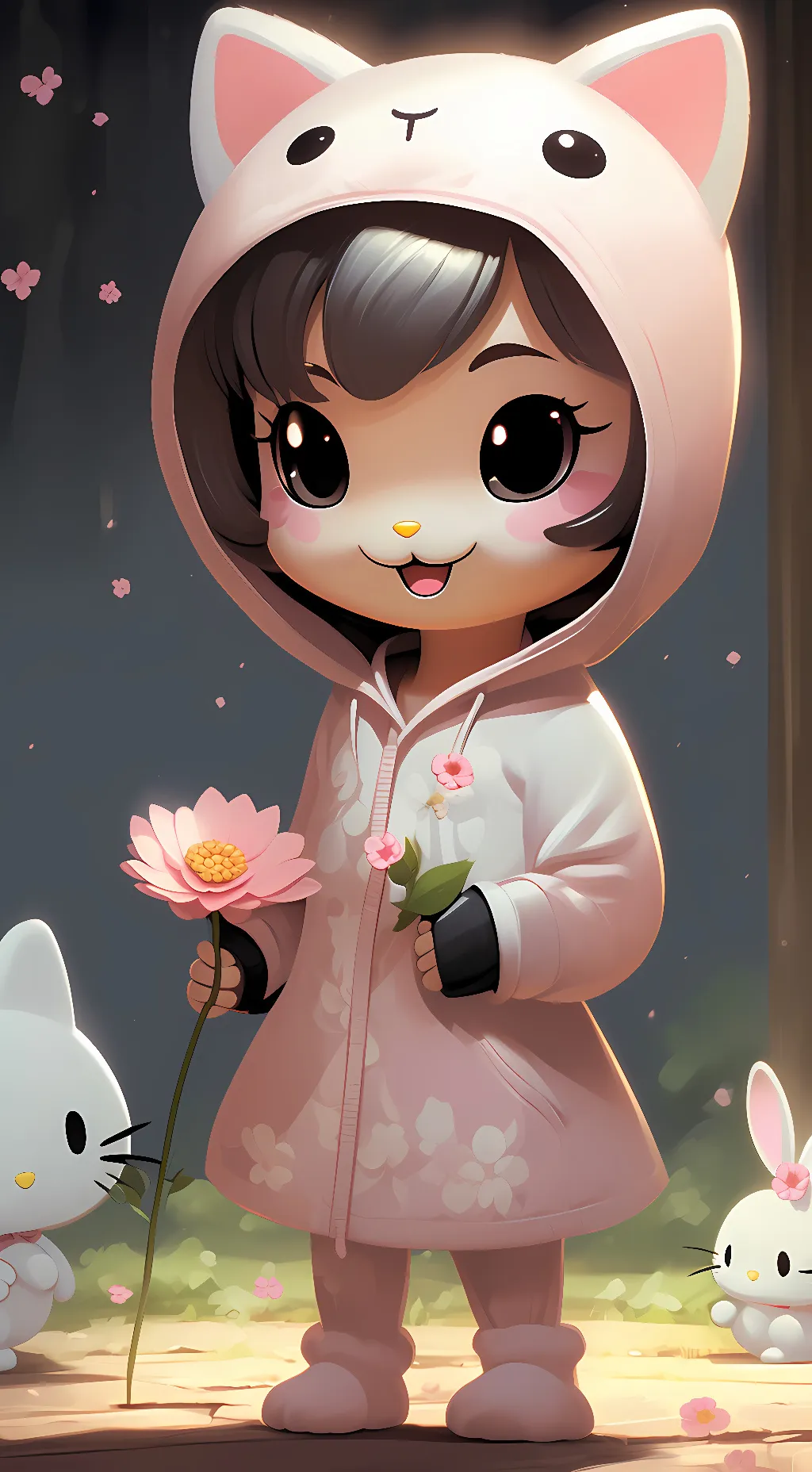 ai character: Hello kitty 🤍 background