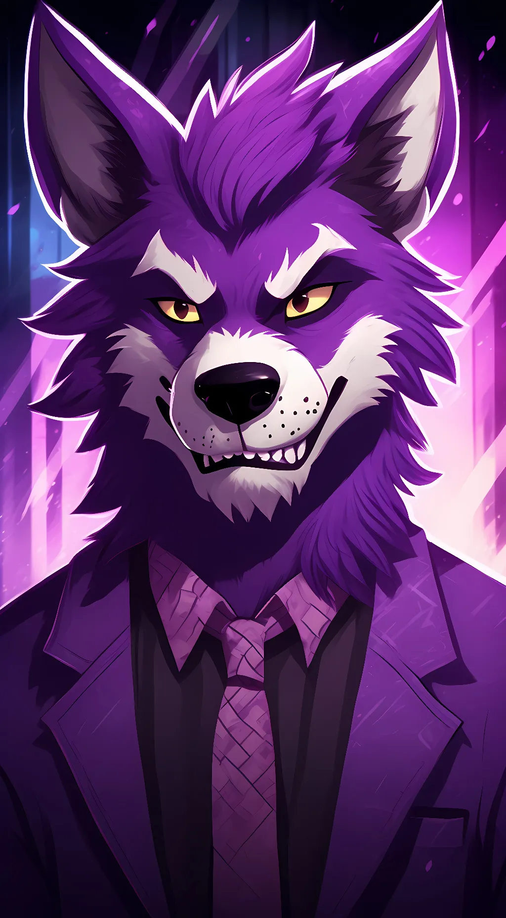ai character: Purple guy werwolf background