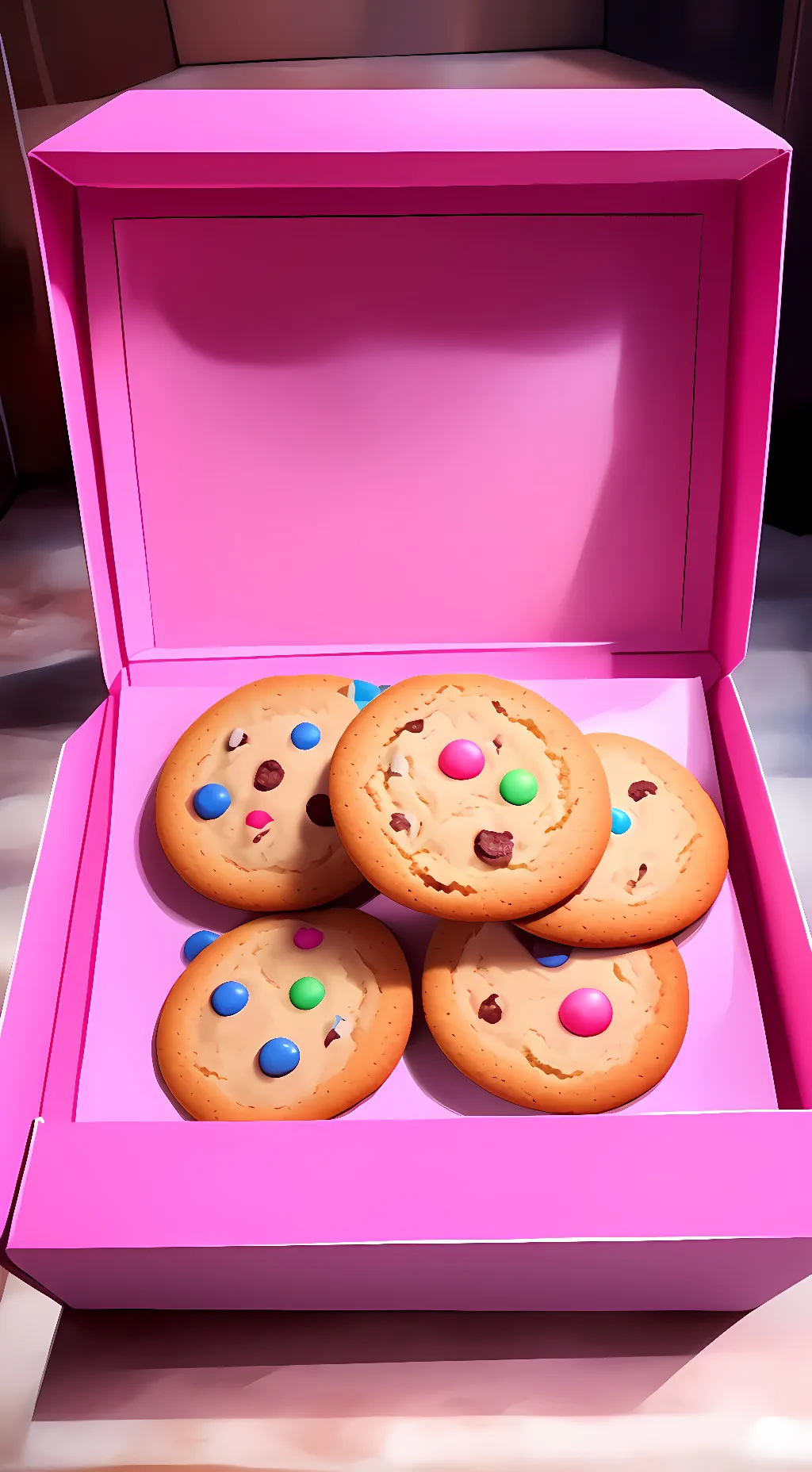 ai character: yummy M&M cookies background