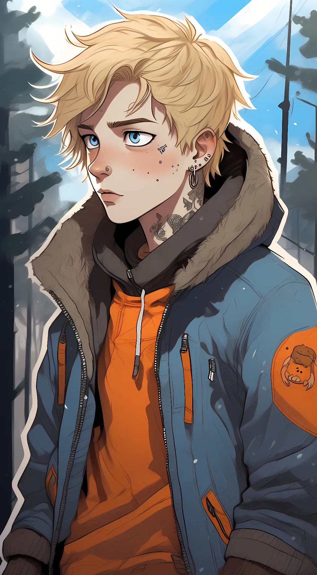 ai character: Kenny McCormick  background
