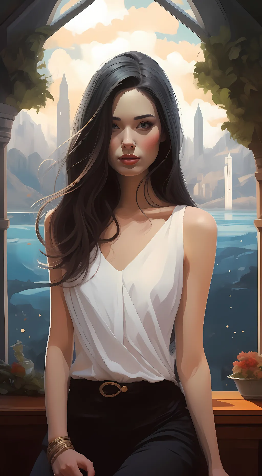 ai character: creepy ghost girl background