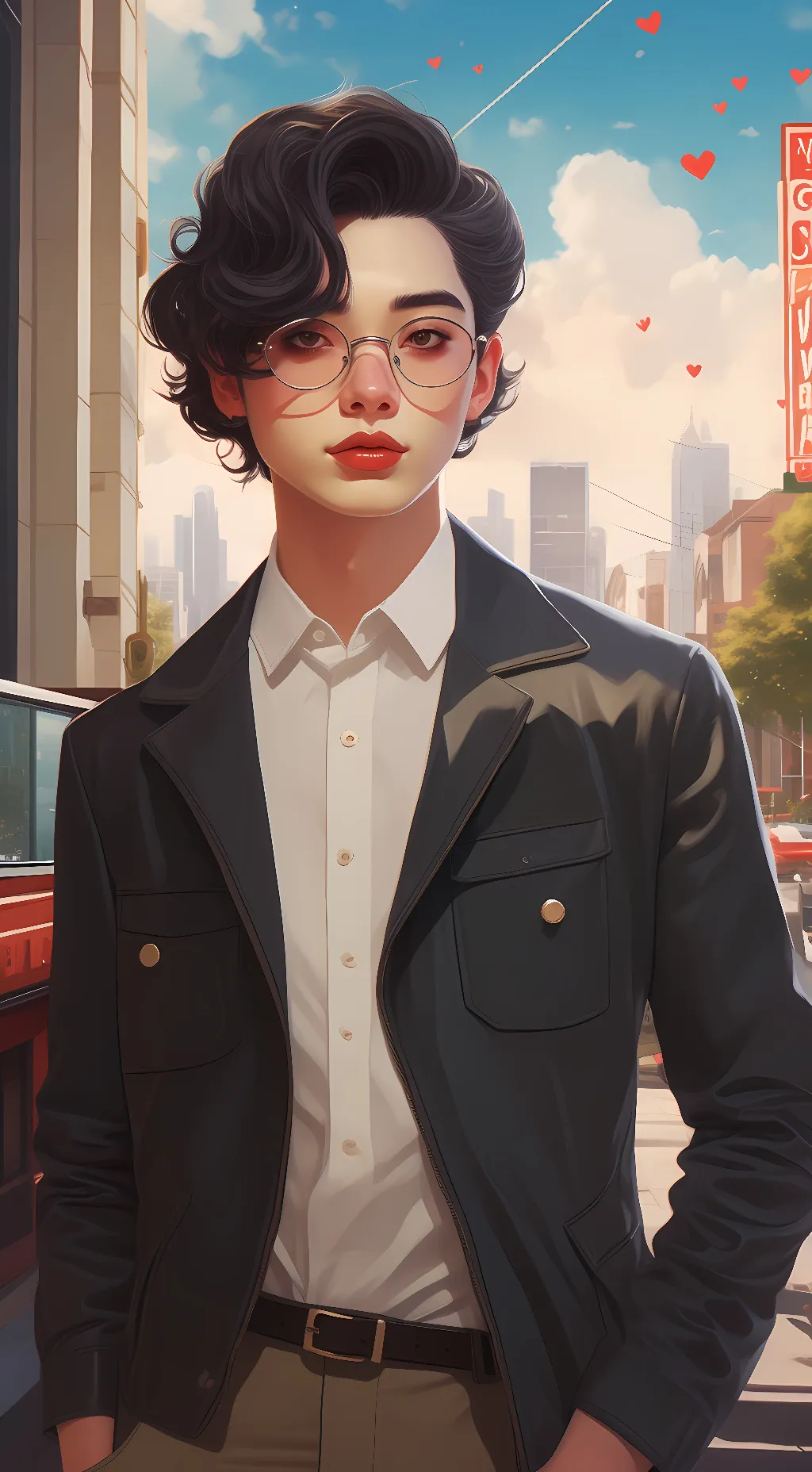 ai character: TVman love❤TV,woma background