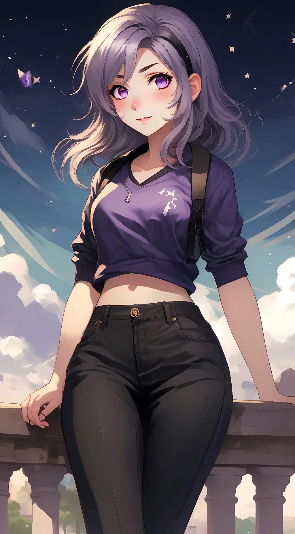 ai character: Purple background