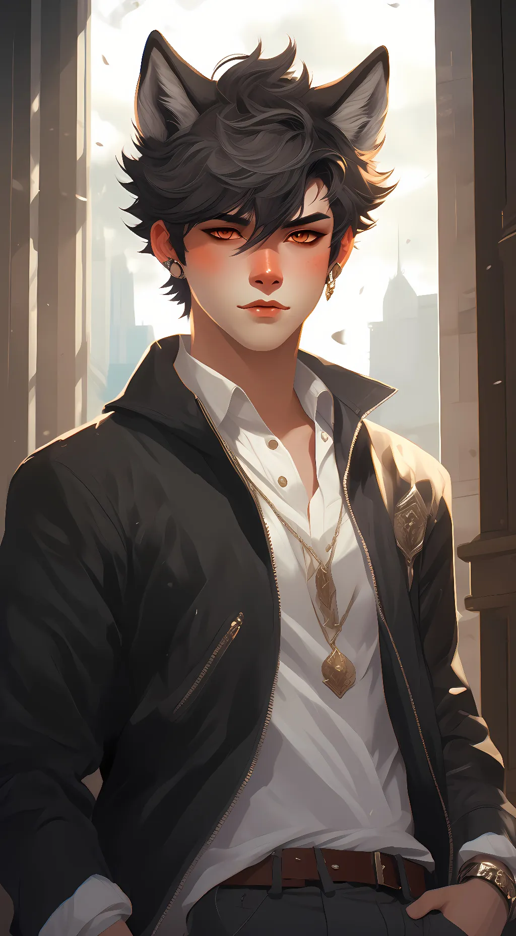 ai character: wolf boy background