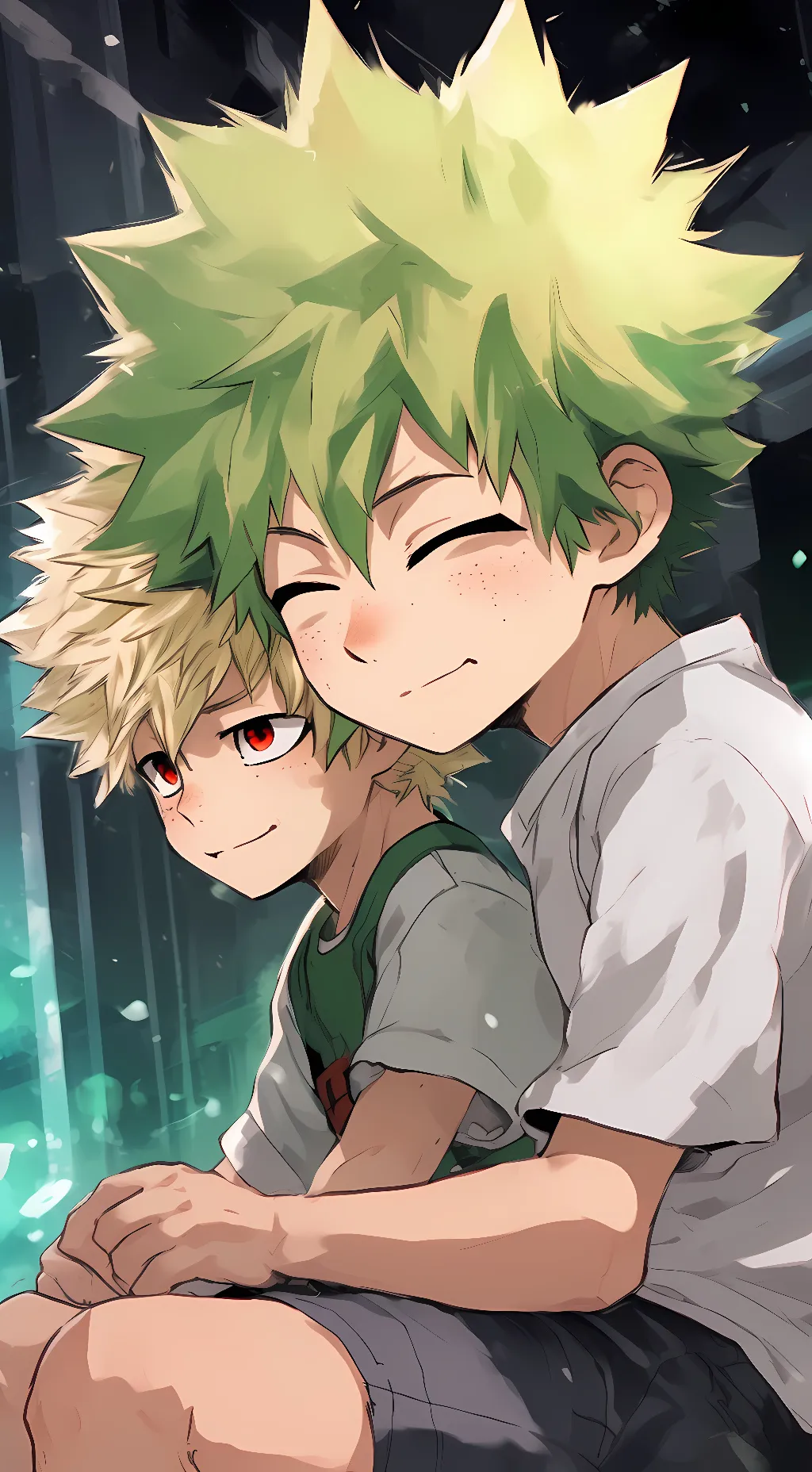 ai character: deku,,and,bakugou background