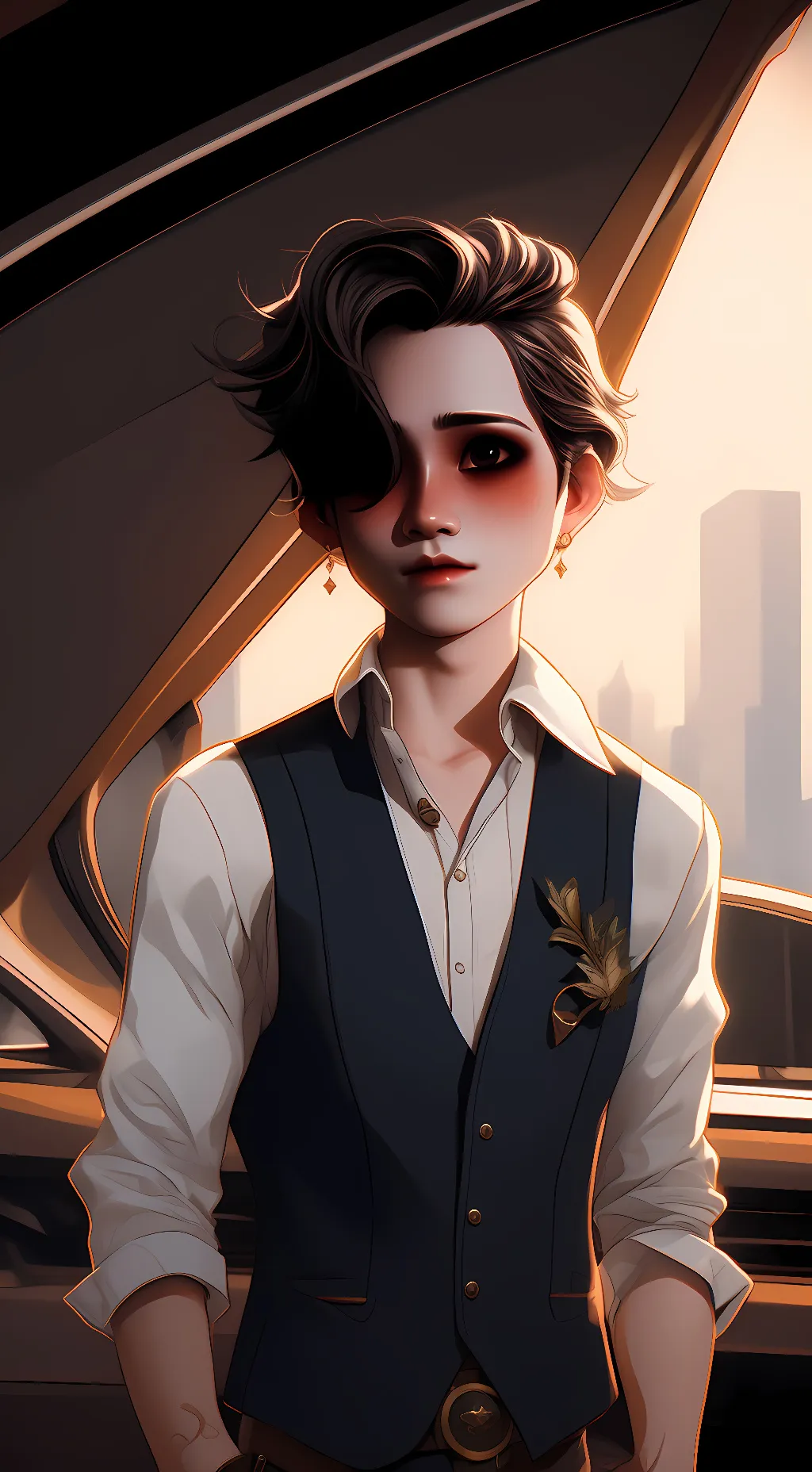 ai character: gold lost silver background