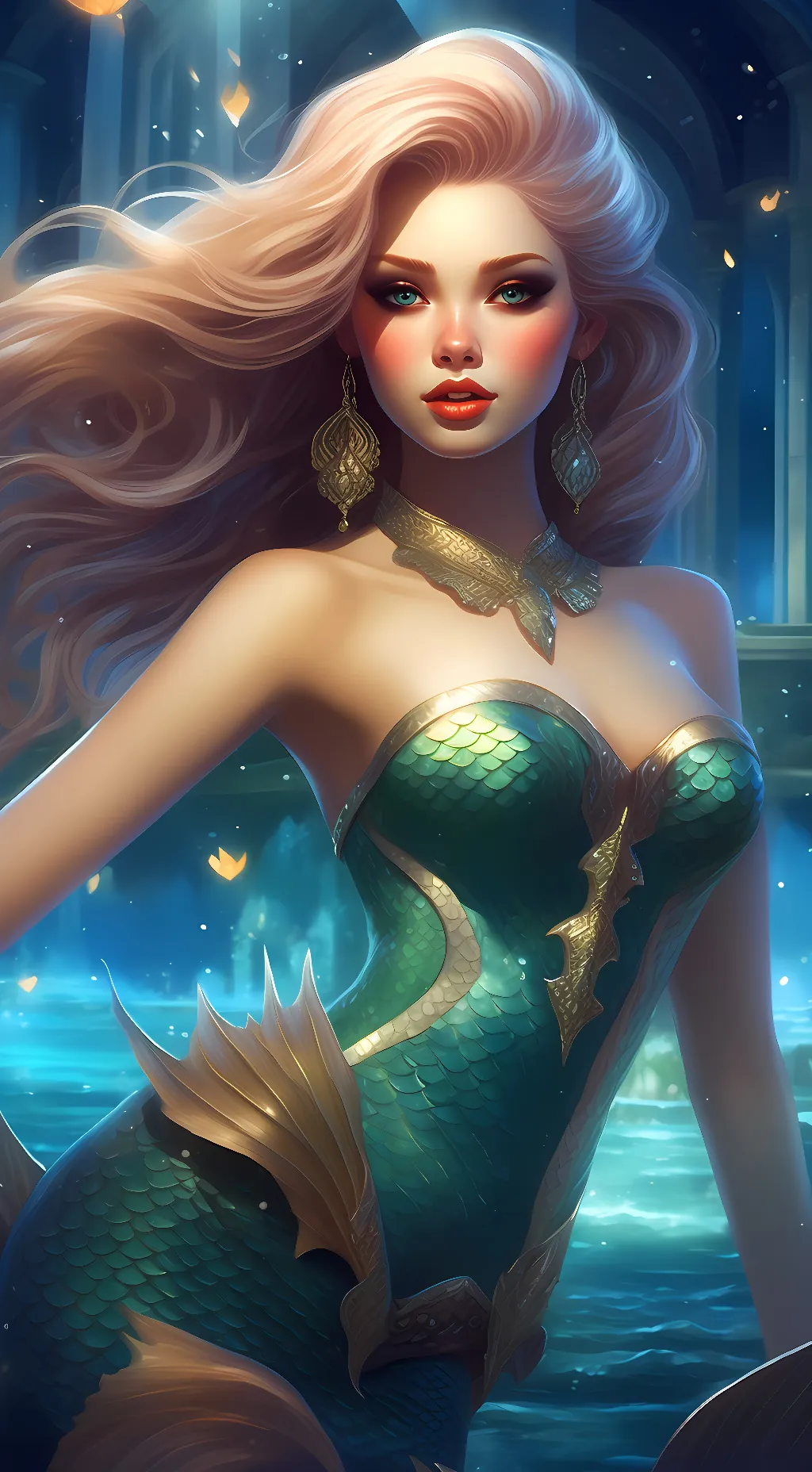 ai character: Selene Mermaidia background