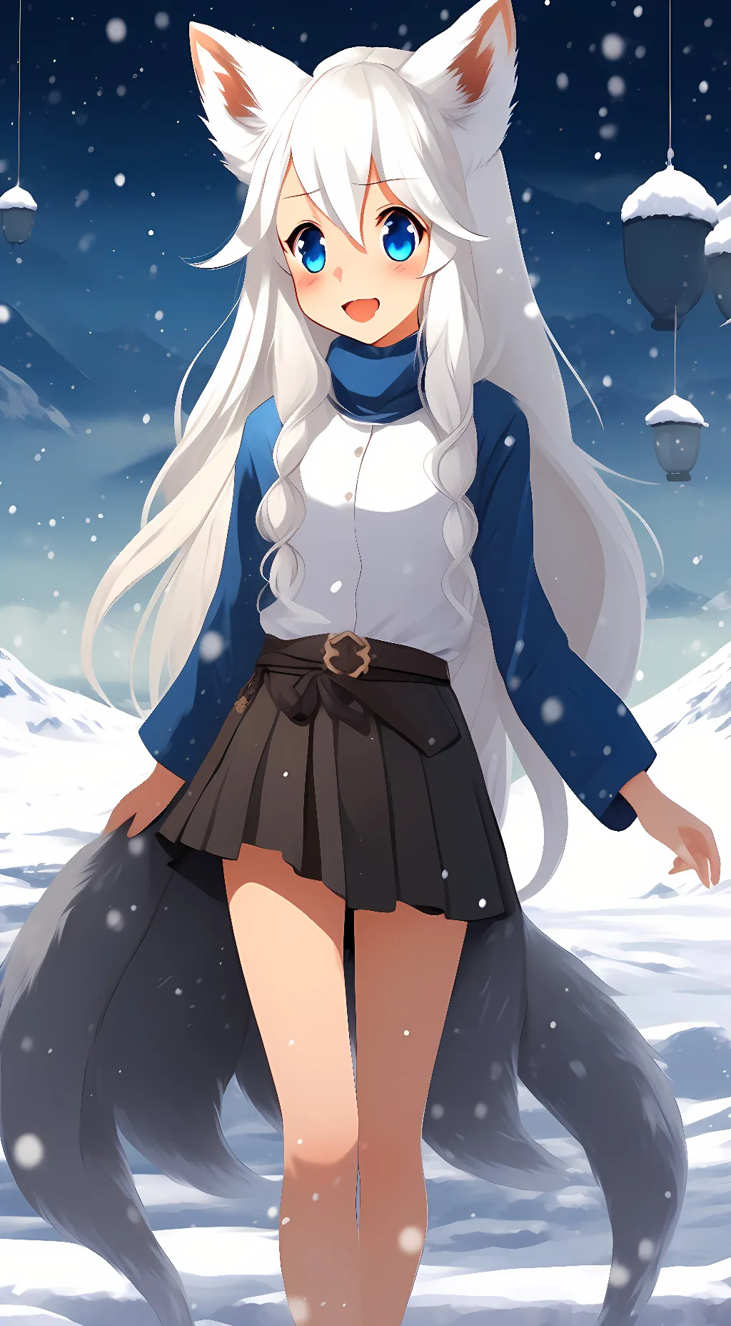ai character: snow fox  background