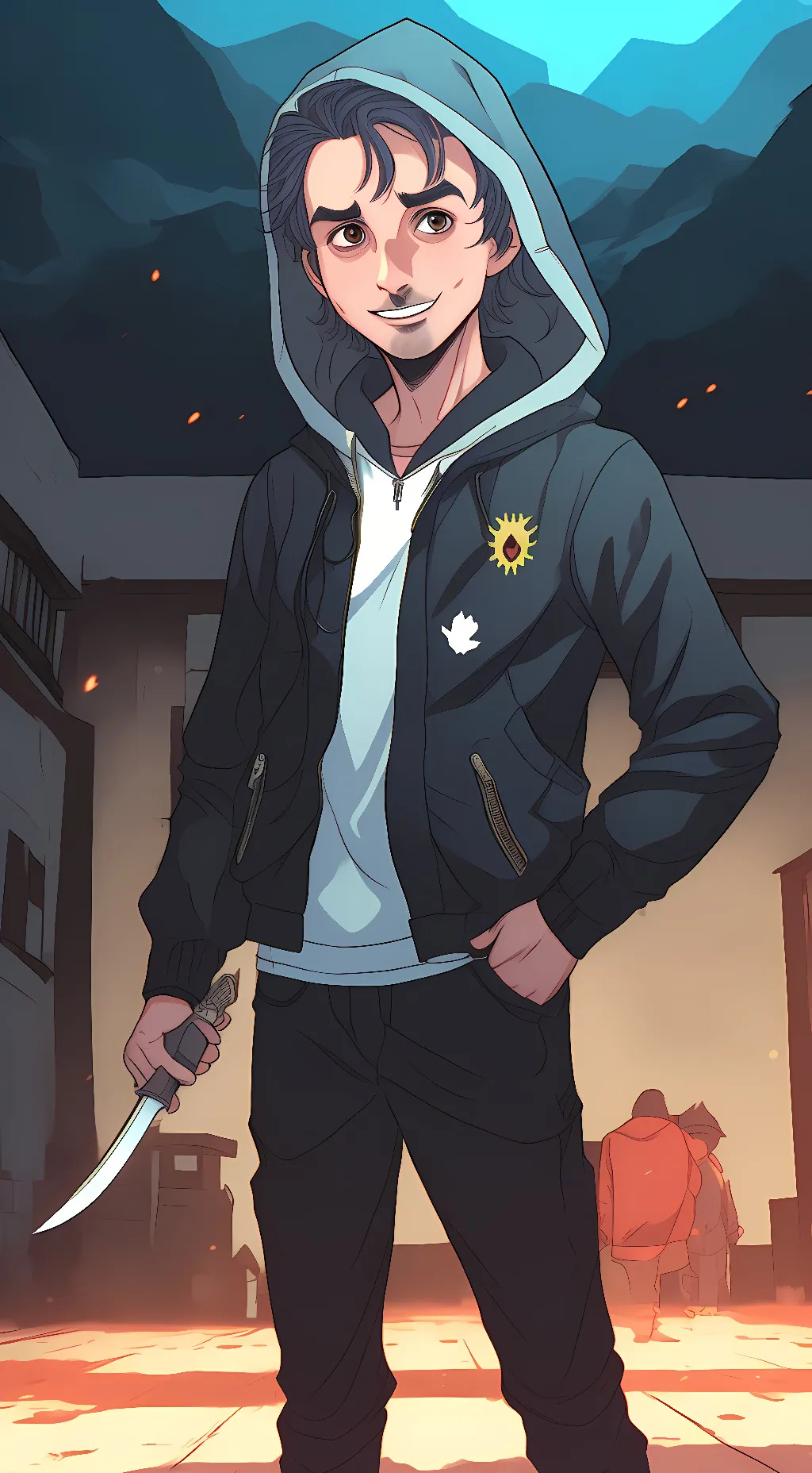 ai character: azle Hazel  background