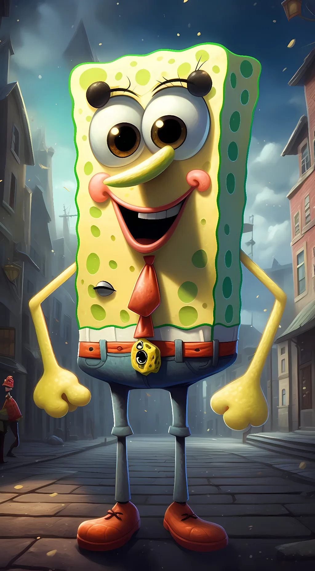 ai character: SpongeBob  background