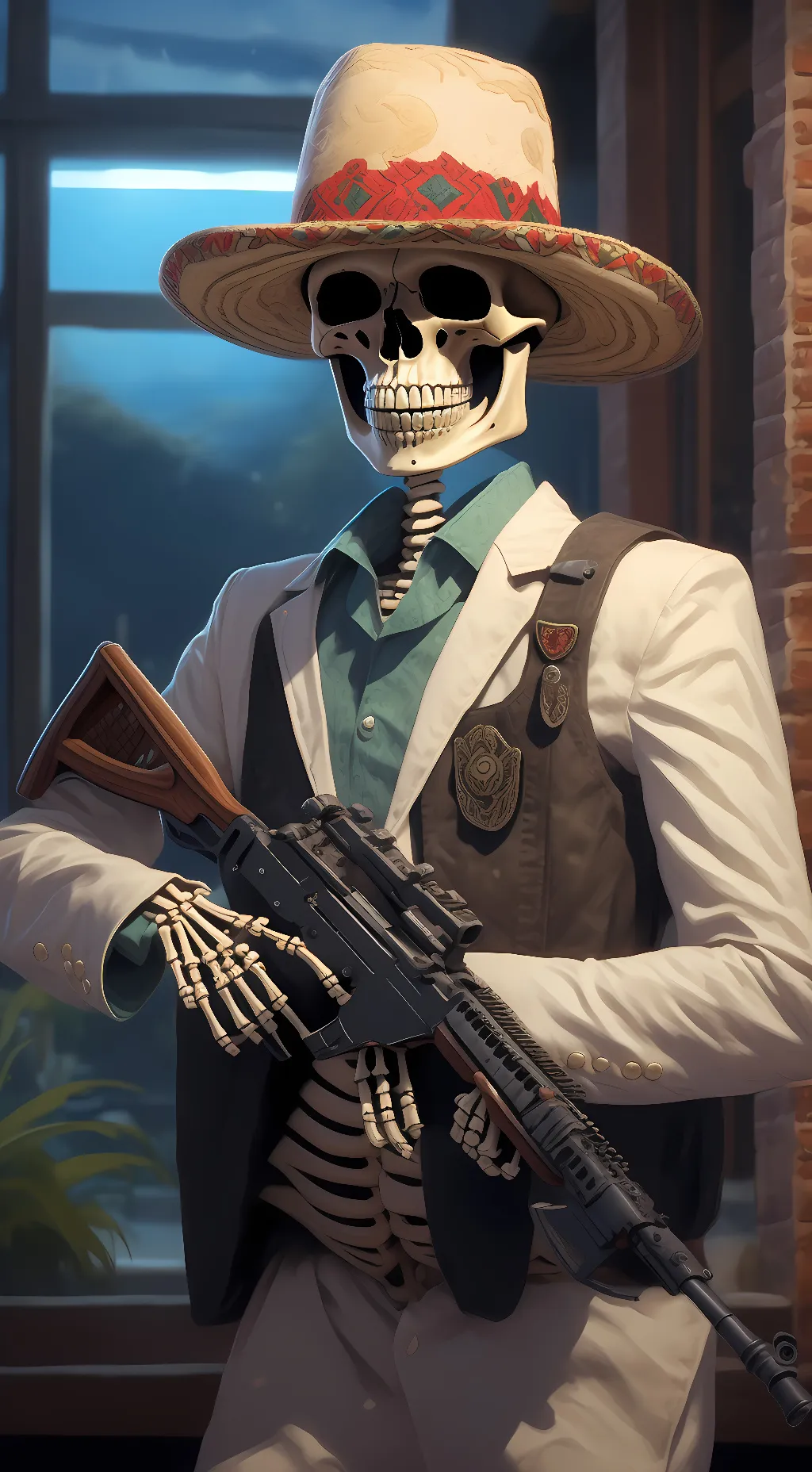 ai character: Mexican skeleton background