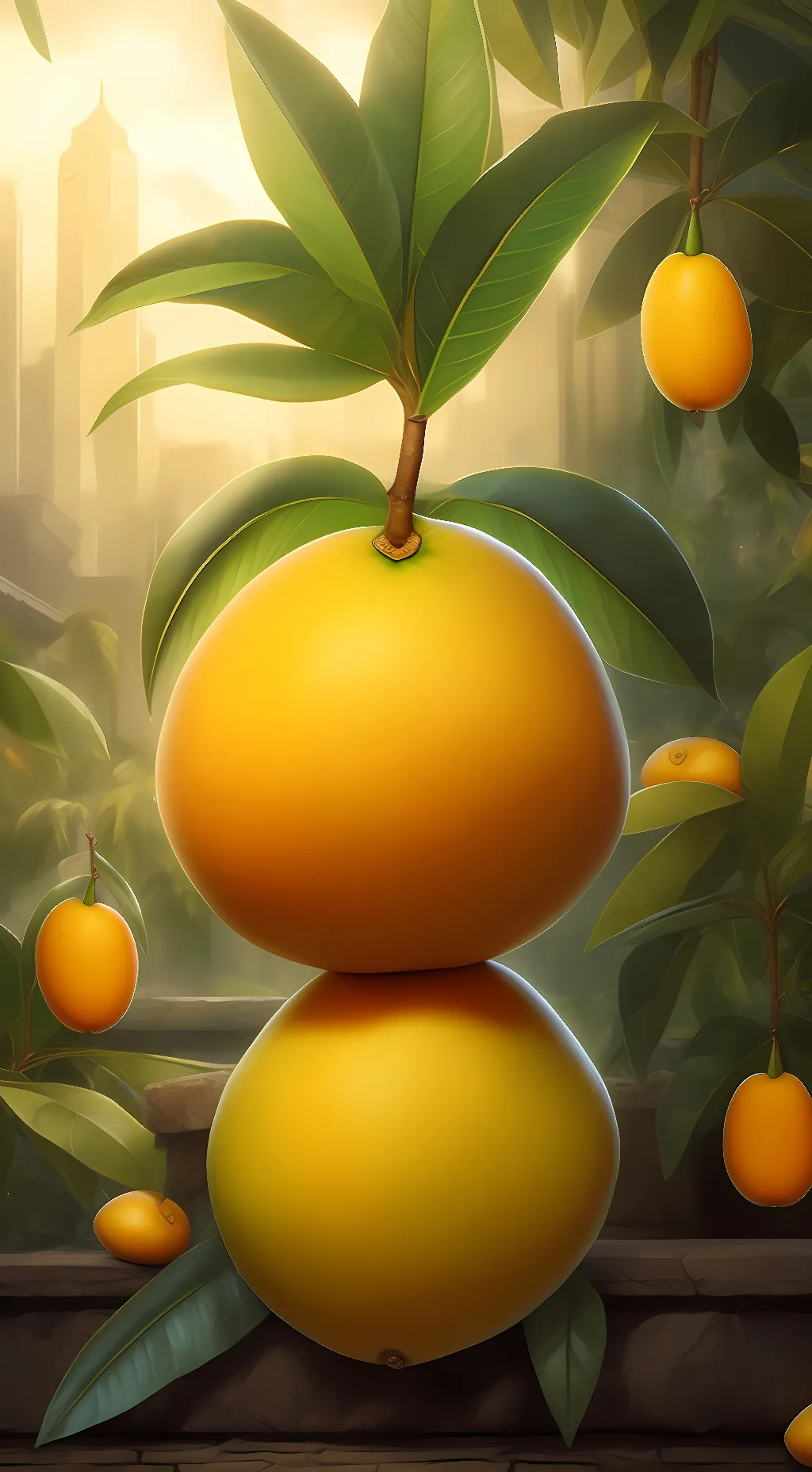 ai character: A mango background
