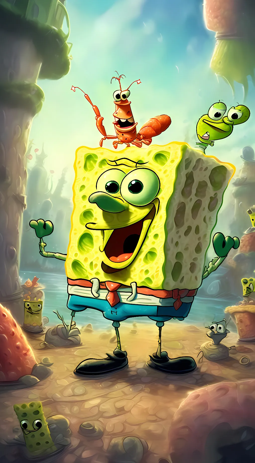 ai character: SpongeBob  background