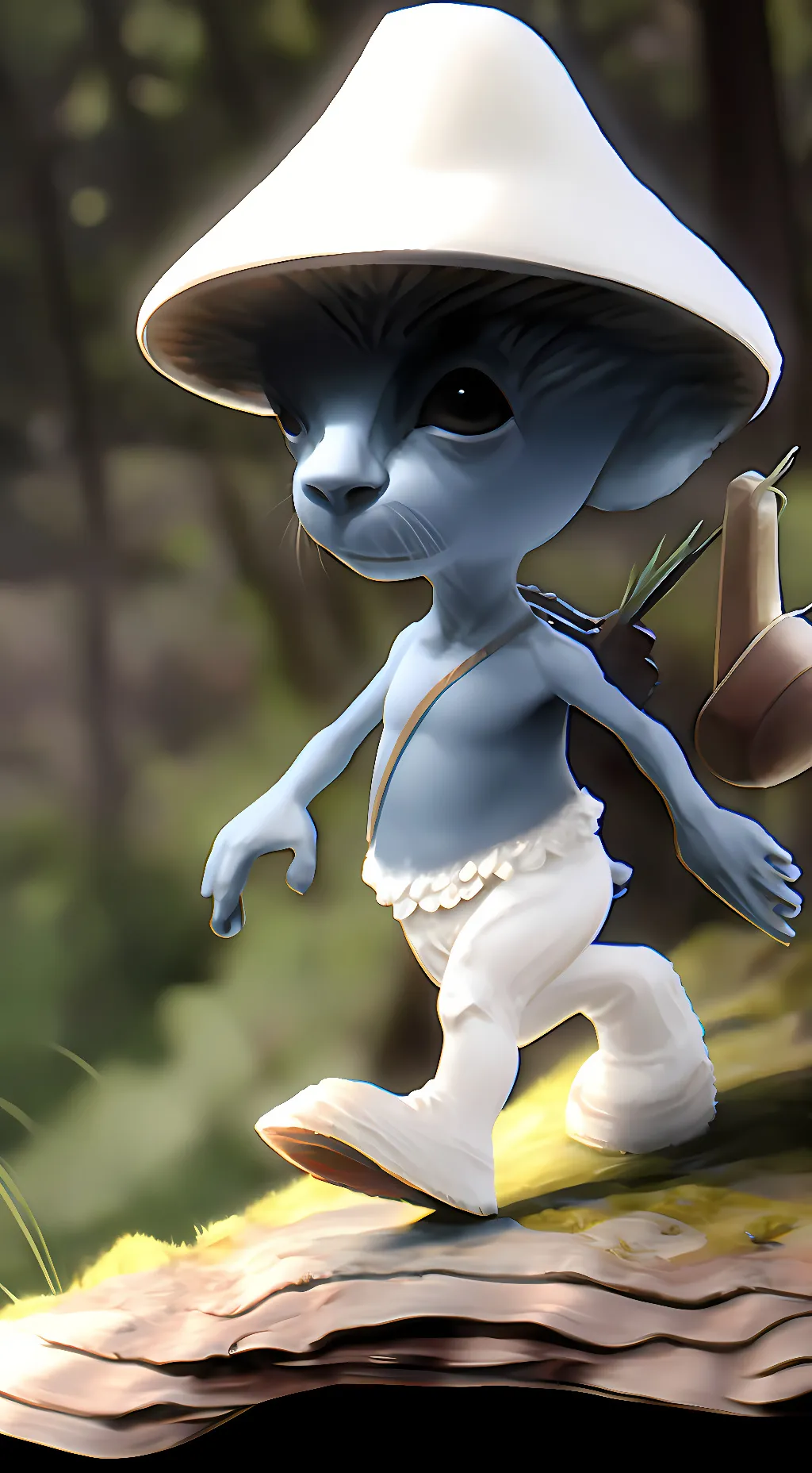 ai character: Blue Cat Smurf  background